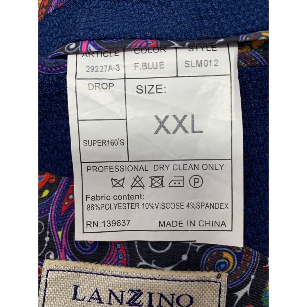 Lanzino Men's Blazer Blue Texture with Colored Flower Lining Size XXL - Picture 14 of 16
